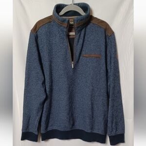 Bugatti Premium Finish 1/4 Zipper Blue/ Brown Sweater. Size XXL